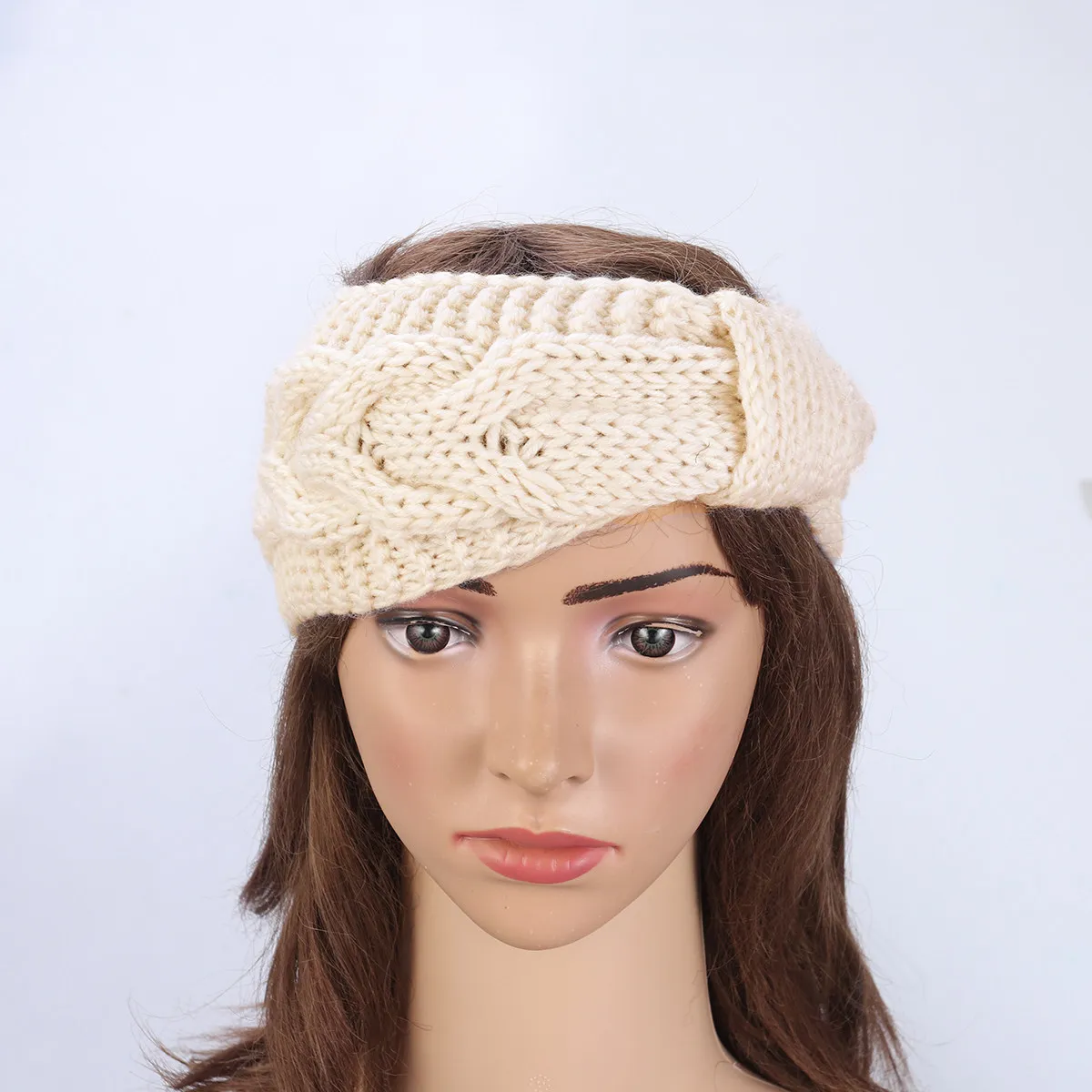 Crochet Headband Turban Warm Bulky Knitted Ear Warmer Crocheted Knot Headwrap Bohemia Hairband for Women Teen Adult