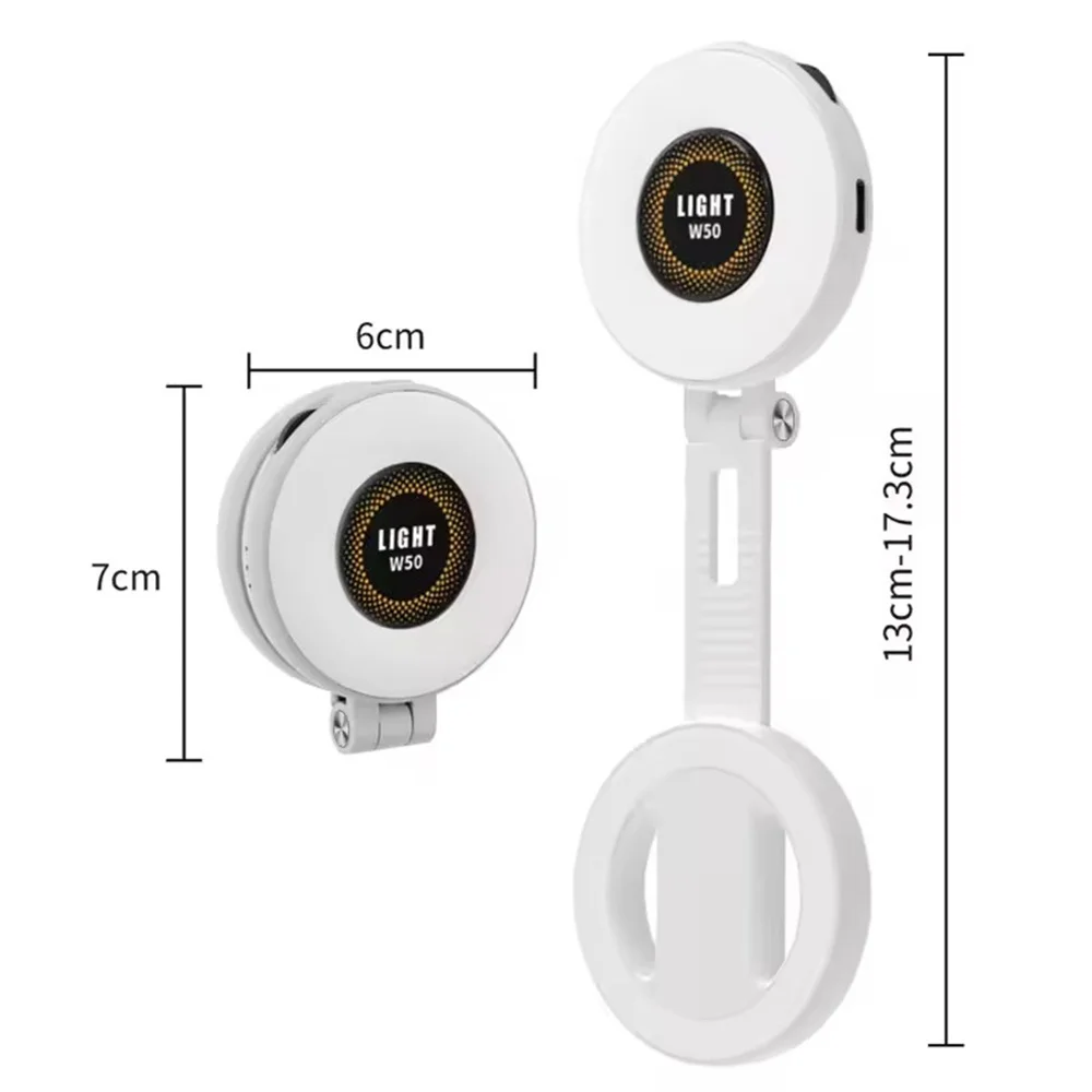 2in1 For Travel, Desktop, Selfies, Video, Makeup Portable Foldable Magnetic Rechargeable Ring Fill Light Phone Holder Perfect