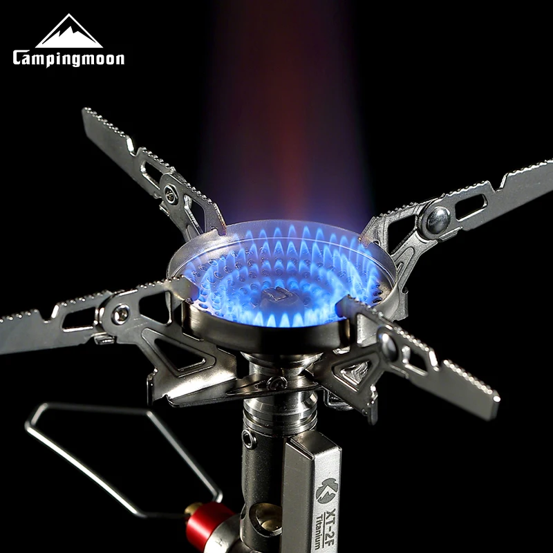 Hornillo de gas portátil XT-2F Xuanfeng (versión titanio) con salida de voltaje estable, mini quemador de tarjeta para camping y exteriores.