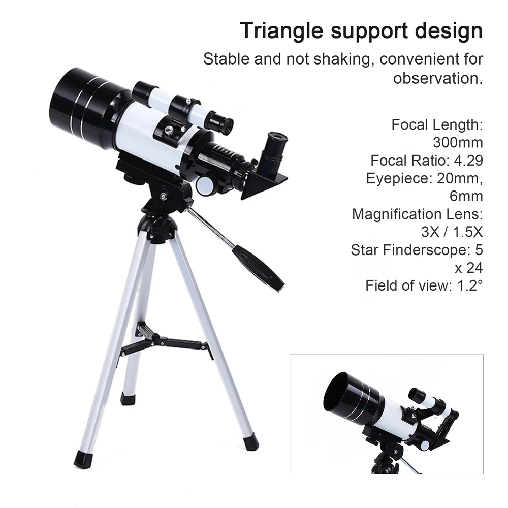 Digital 70mm Astronomical Telescope 150X Beginners Monocular Moon-Watching Telescope with Tripod Child Teenagers Telescope