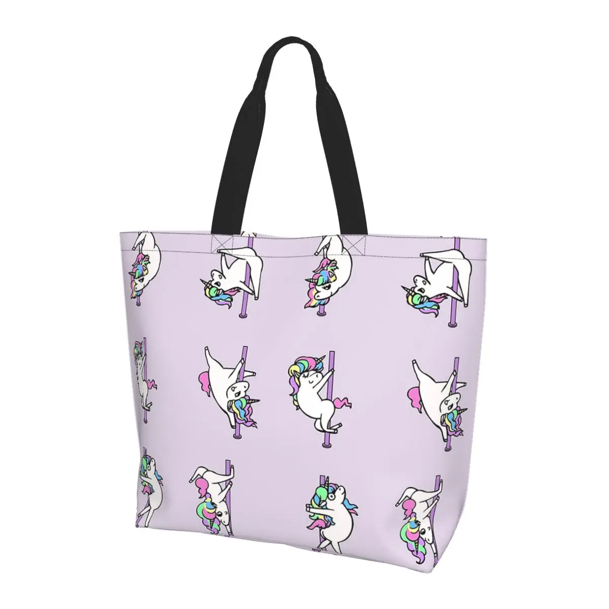

Unicorn Pole Dancing Club Shopping Tote Bag Canvas Large Capacity Shoulder Bags Shopper Grocery Handbag for Women
