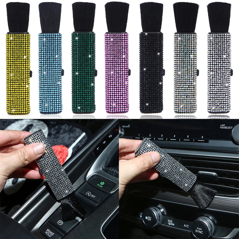 

New Rhinestone Car Dashboard Detailing Brush Auto Interior Detail Brush with Telescopic Synthetic Bristles Auto Cleaning Brush