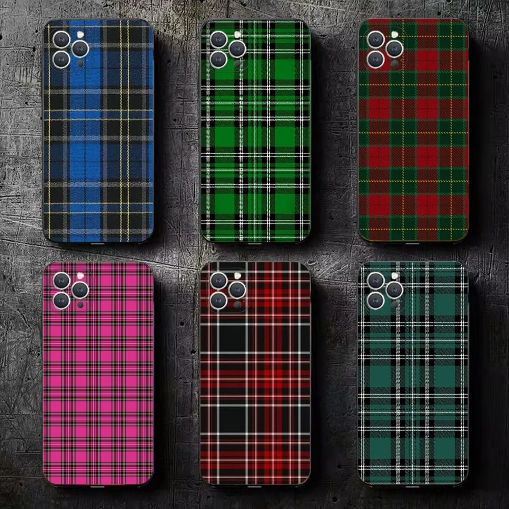 Clan Stewart Dress Tartan Plaid Phone Case For iPhone 15,14,13,12,11,Plus,Pro Max,XS,X,XR,SE,Mini,8,7 Soft Silicone Black Cover