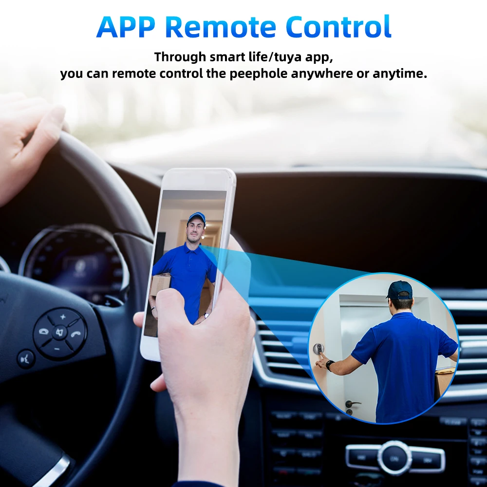 Sectyme Smart Tuya 1080P WiFi Door Bell Peephole Camera 5000 mAh Audio 4.3 inch PIR Night Vision Infrared Door Digital Viewer