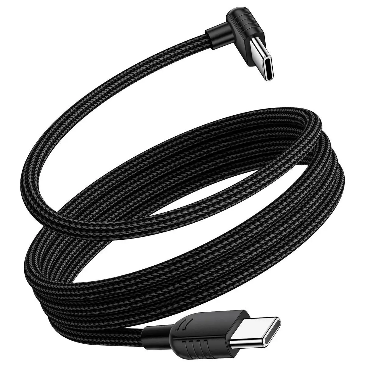 USB C to USB C Cable 3FT 60W 90° Right Angle Type C Braided Data Cord for iPhone 17 16 15 iPad Xiaomi Samsung S26 S25 Pixel 10 9 Android Phone & Car