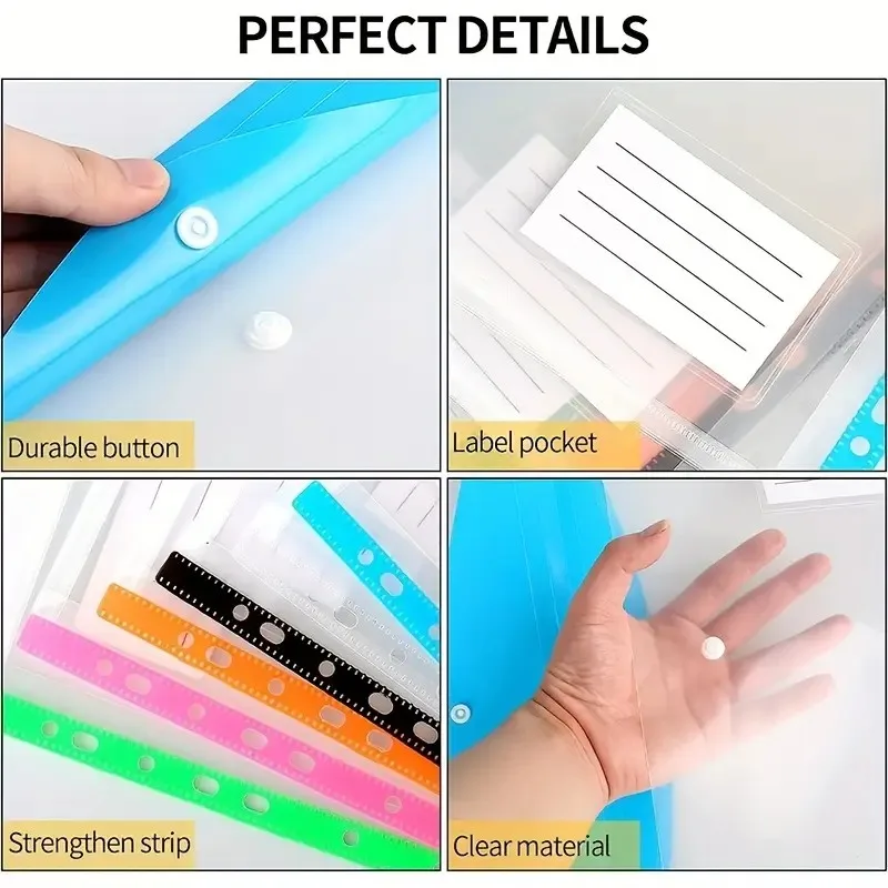 6 Pack A4 Binder Pocket Organizer Folders, Expandable Folders Plastic Envelopes Binder Folders , For School Office Home