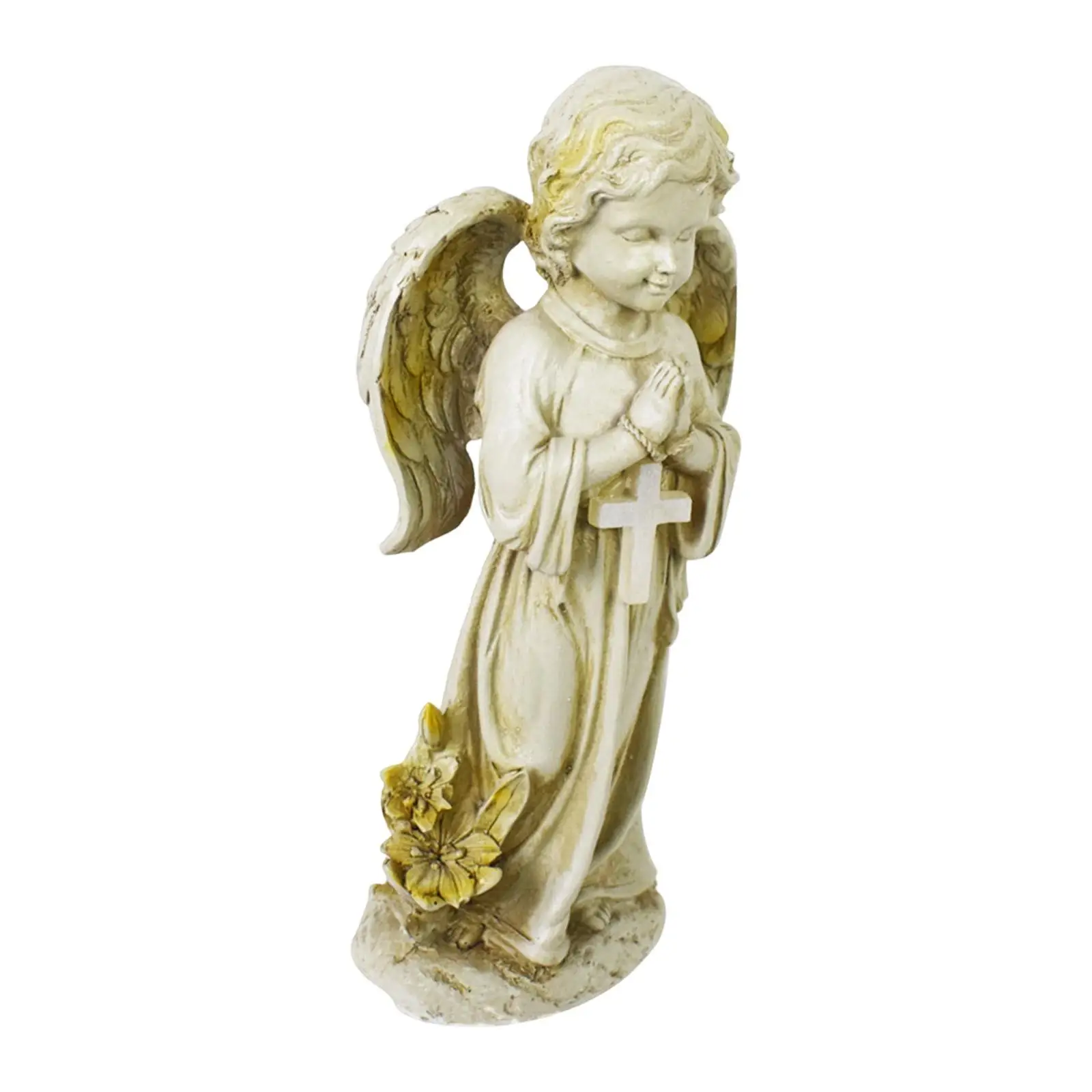 Solar Angel Statue Garden Decor Lawn Multifunctional Cemetery Decorative Hallway Lightweight Outdoor Cross Angel Figurine