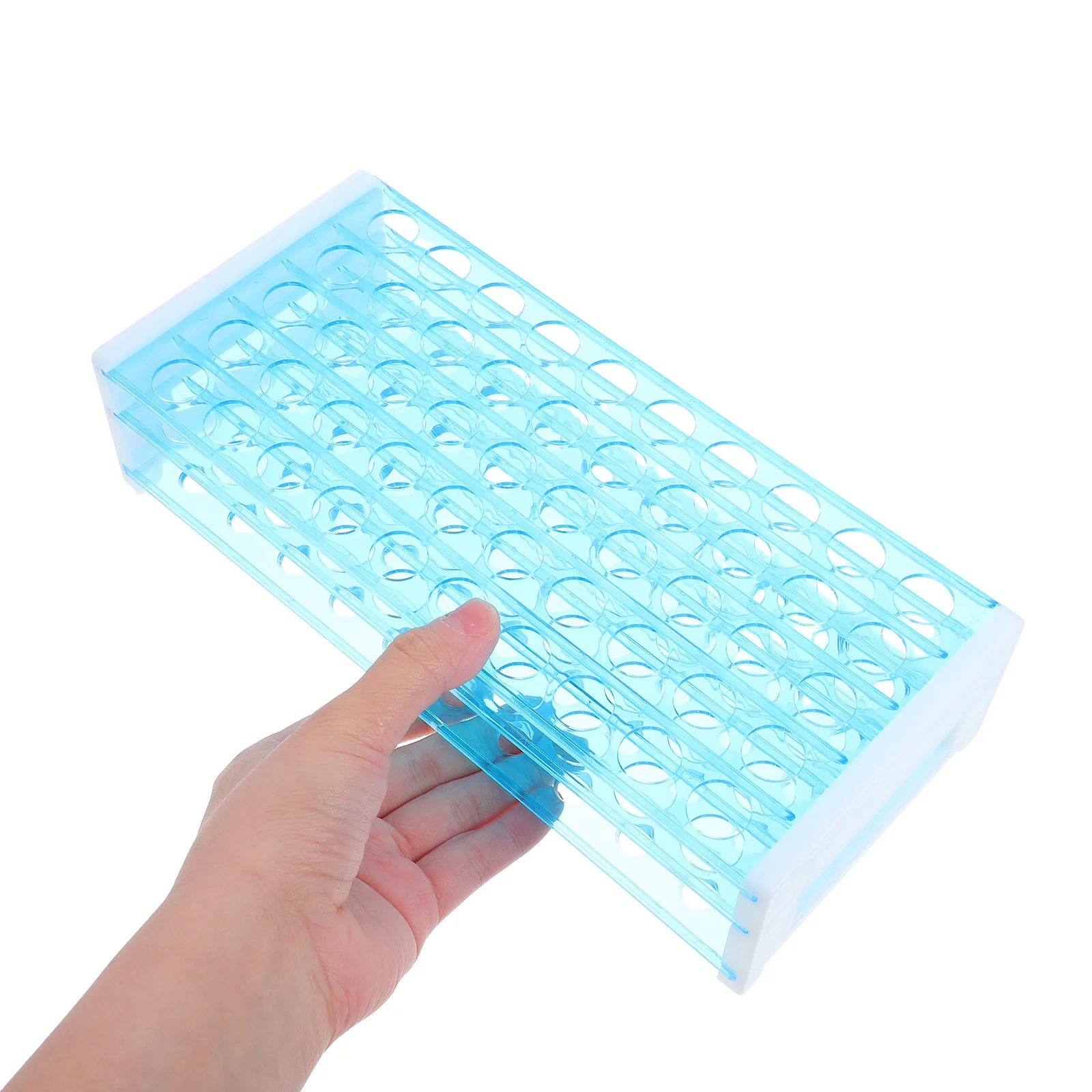 

50 Holes Test Tube Rack 15mm Diameter Double Layers Reusable Lab Tubes School Laboratory Supplies Plastic Lightweight Storage