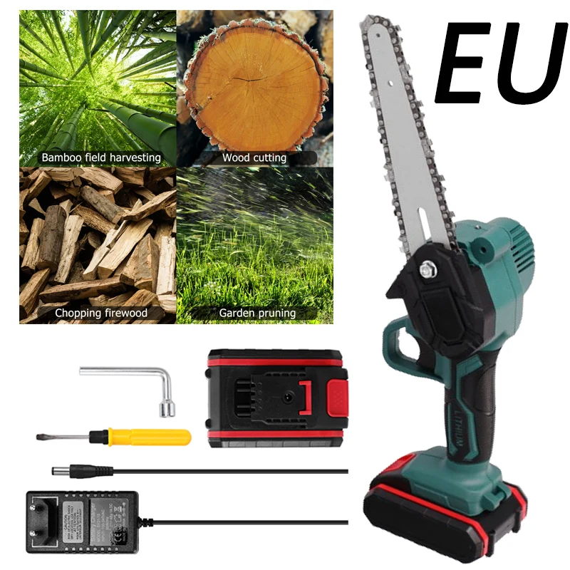 

6Inch Brushless Chain Saw Cordless 21V 2000mAh Mini Handheld Pruning Saw Woodworking Electric Saw Cutting Tool For Makita