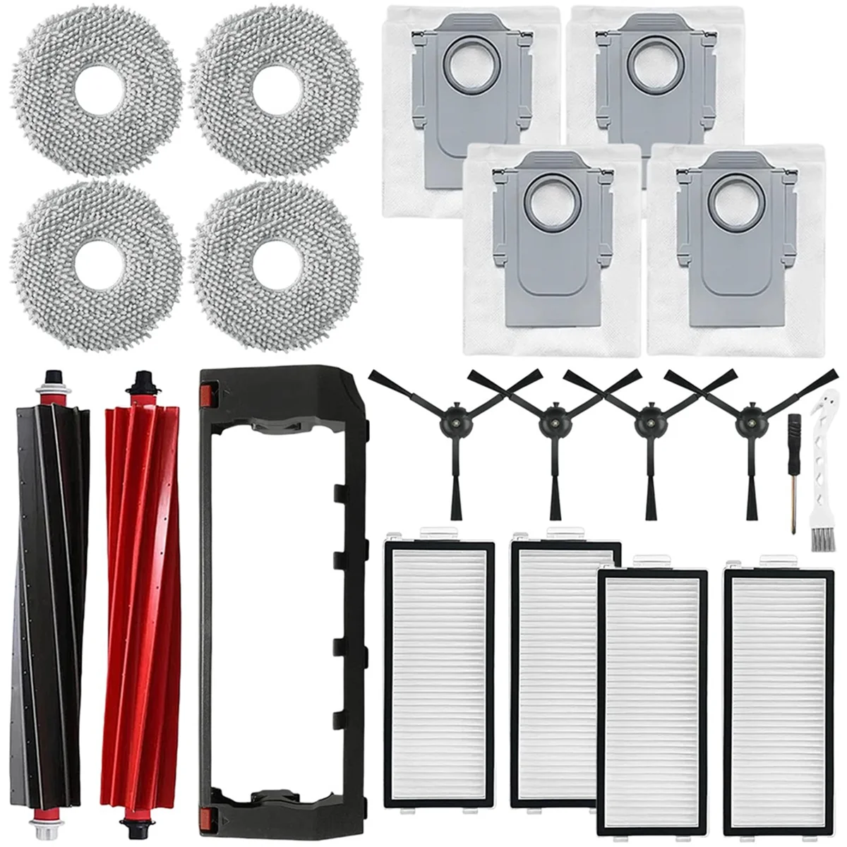 

Комплект крышек основной щетки, совместимый с пылесосом Roborock Qrevo Master/V20/P10S Pro, робот-ролик, боковая щетка, мешок для пыли_ABGP