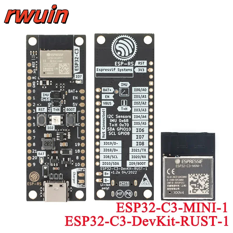 ESP32-C3-DevKit-RUST-1 RUST Training Development Board ESP32-C3-MINI-1 WIFI Ble Wireless Module 6DoF IMU Temperature Humidity