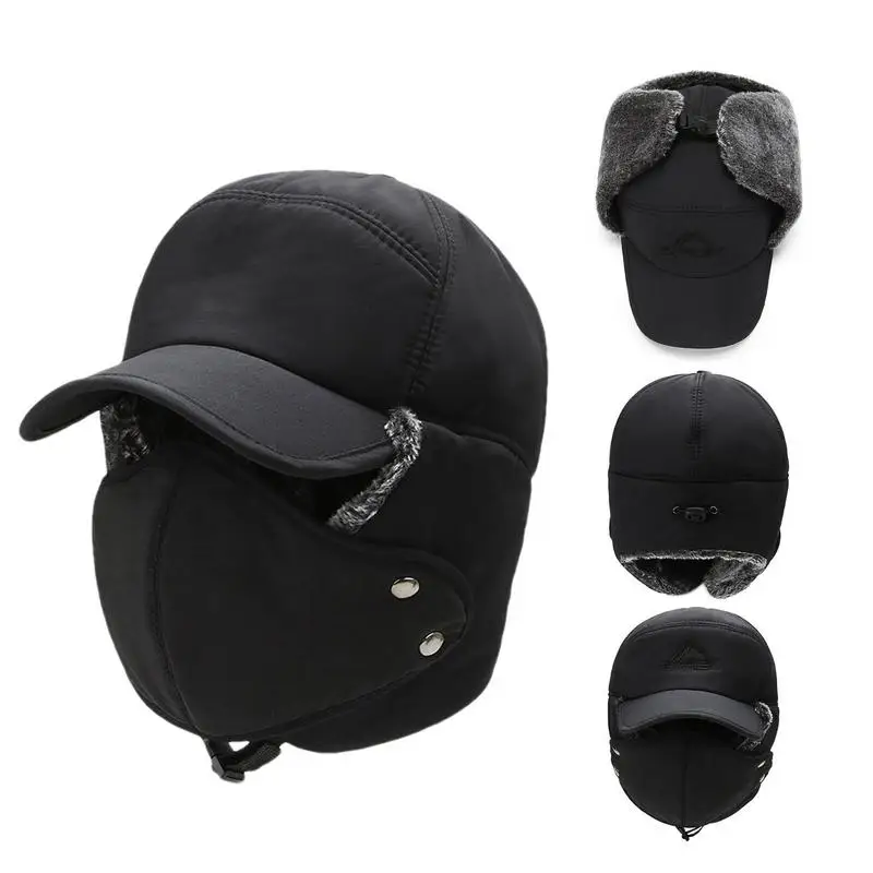 Windproof Earflap Hats S Fleece Lined Men Trapper Hat Trooper Face Cover Winter Outdoor Snow Ski Hat Lei Feng