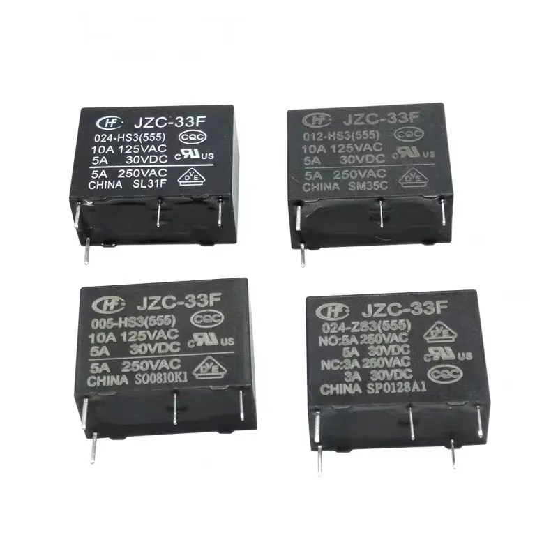 10PCS/LOT Relay HF33F JZC-33F-005 012 024-HS3 ZS3 4PIN 5PIN 5A 5V 12V 24V Power Relays