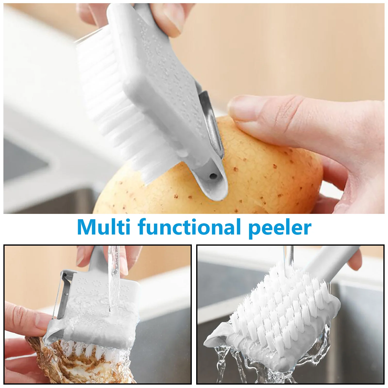 

1Pcs Multifunctional Potato Peeler Vegetable Brush Bottle Opener Garlic Grinder Kitchen Gadget Five-in-One Kitchen Tool