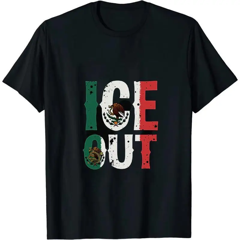

Graphic Tee Season Cool ICE OUT Mexico Flag Inspired T-Shirt For Bold Fashion