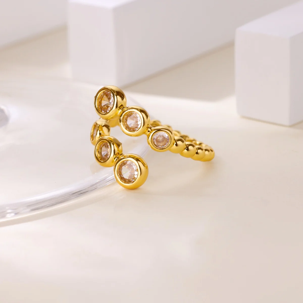 Zircon Meteor Star Rings For Women Girls Gold Color Open Adjustable Stainless Steel Ring Wedding Couple Christmas Jewelry Gift