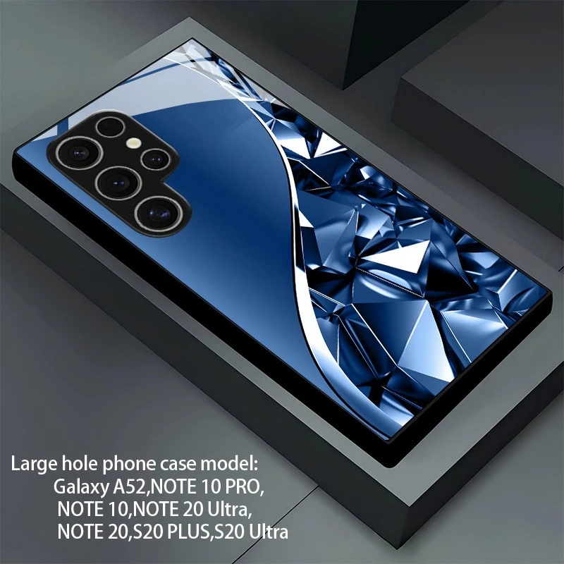 

Geometric Art Pattern of Blue Diamonds Designed for Glass Phone Cases, for Samsung Galaxy 26, S25 Ultra, S24,S23 S22 Ultra