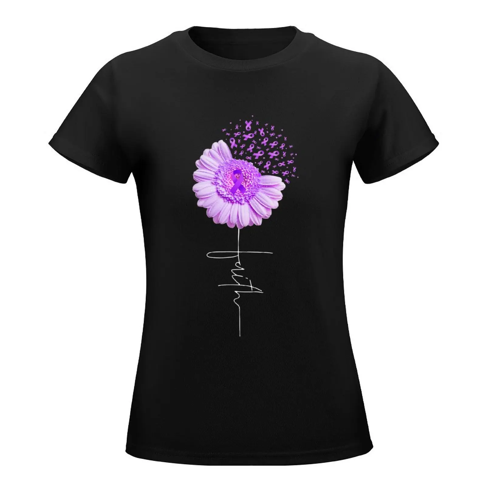 Faith - Alzheimer's Awareness Cross Christian Daisy Flower \t \t T-Shirt kawaii clothes heavyweights Women t shirt