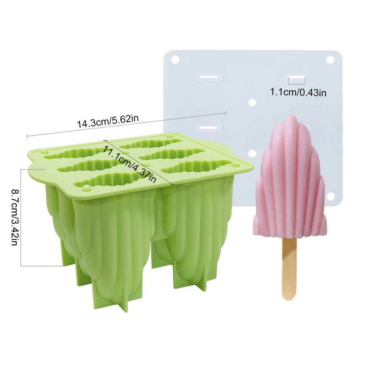 Silicone Popsicle Molds Kids Homemade Ice Cream Molds 6 Holes Spiral Ice Cream Silicone Molds Kitchen Tools Ice Making Molds