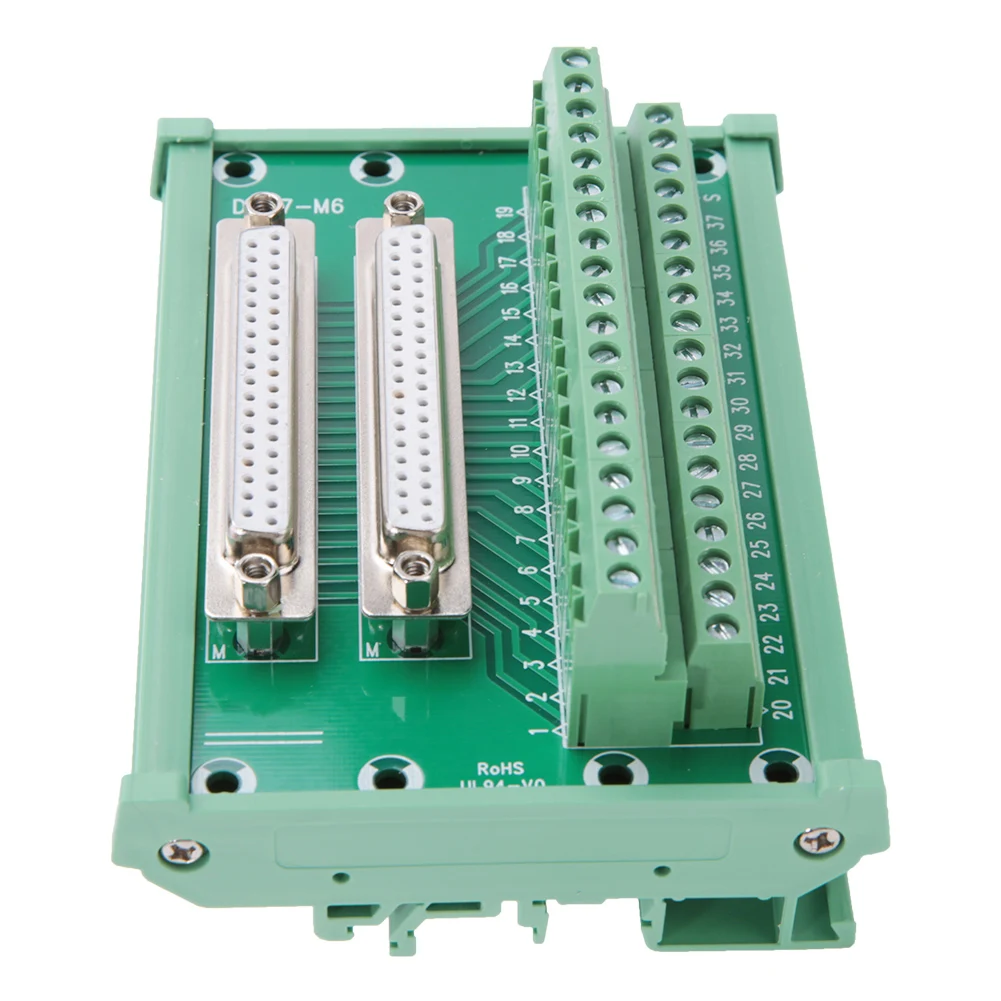 DB37-M6 Double Female Head DIN Rail Mount Interface Module Terminal Block Board Connector