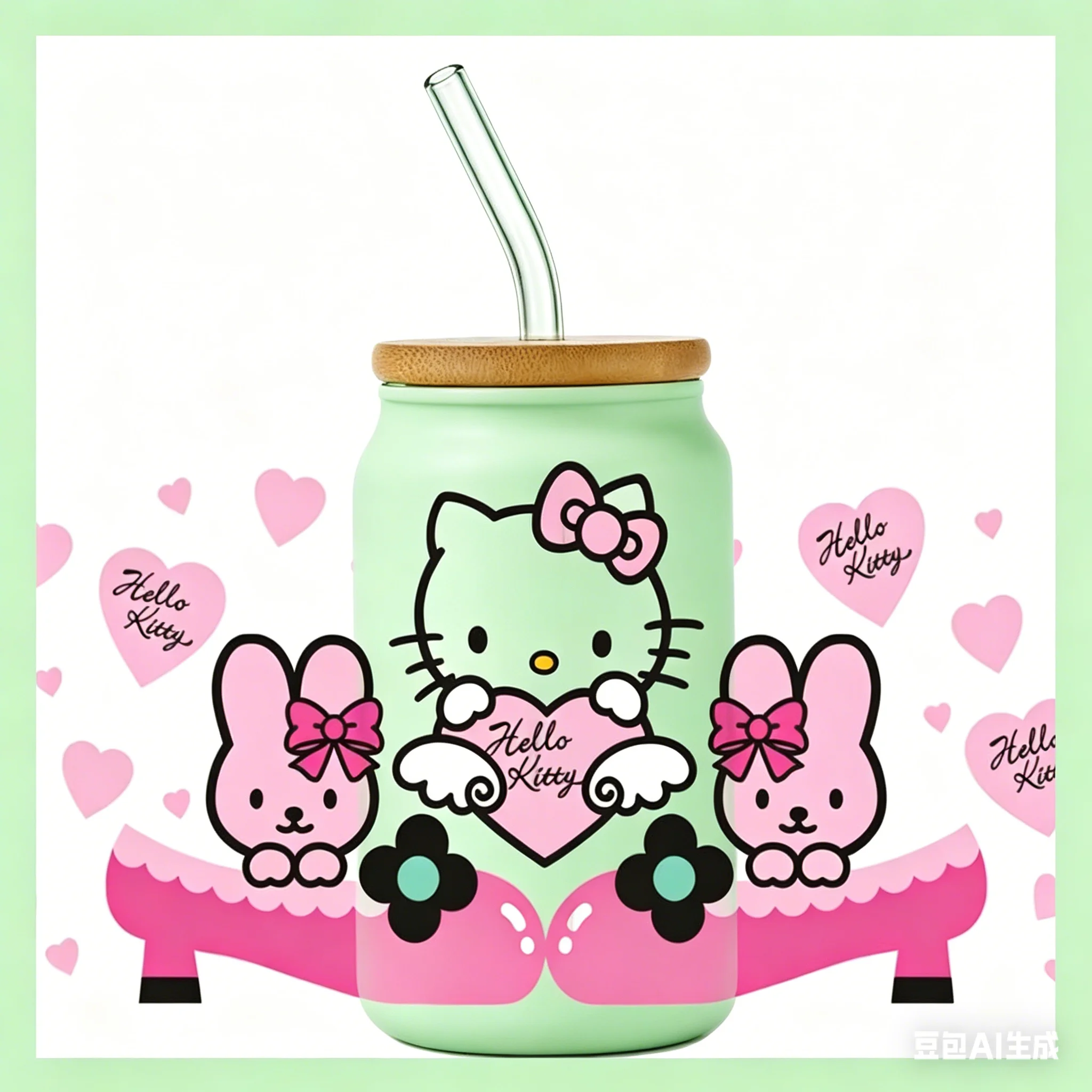 

popular Cartoon Kitty Pattern UV DTF Transfer Sticker Waterproof Transfers Decals For 16oz Glass Cup Wrap Stickers home decor