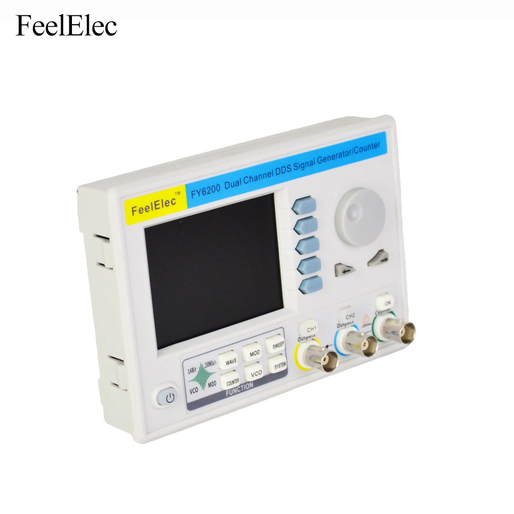 FeelElec إشارة مولد DDS الموجي التعسفي FY6200-60M إشارة مصدر التردد عداد ثنائي القناة