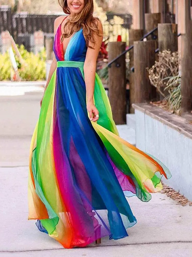 Gradient Halter Neck Leace-up Midi Dresses Women Fashion Off Shoulder Irregular Ruffles Dress Female Trendy Party Club Vestidos