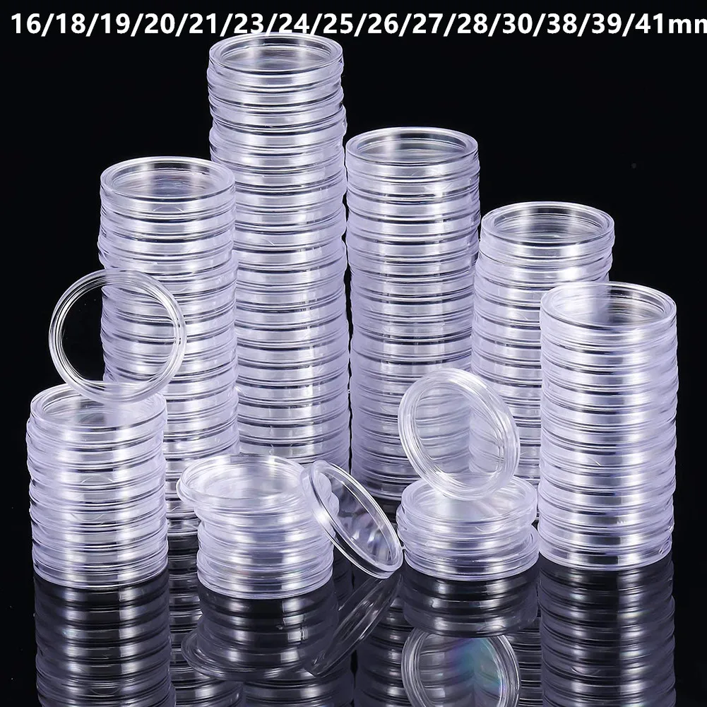 16-46mm Coin Capsules Box Clear Plastic Coin Holder Coin Collecting Box Case For Coins Storage Capsules Protection Box Container