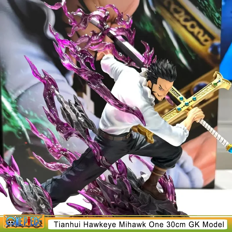 One Piece Anime Figure: Tianhui Hawkeye Mihawk, Ultra-Detailed Face Sculpt  30cm GK Model Large Statue Decor Gift & Toy