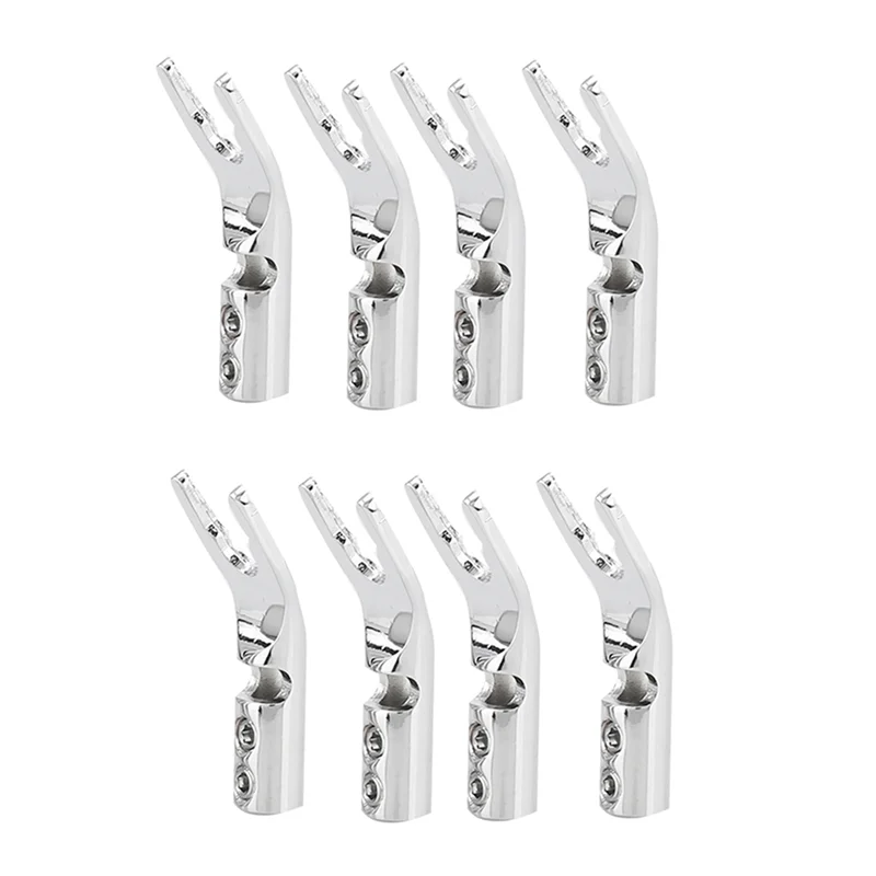 

FEDI-32PCS HIFI Banana Y Spade U/Y Gold Plated Pure Copper Screw Fork Hifi Speaker Spade Connector Plugs-Silver
