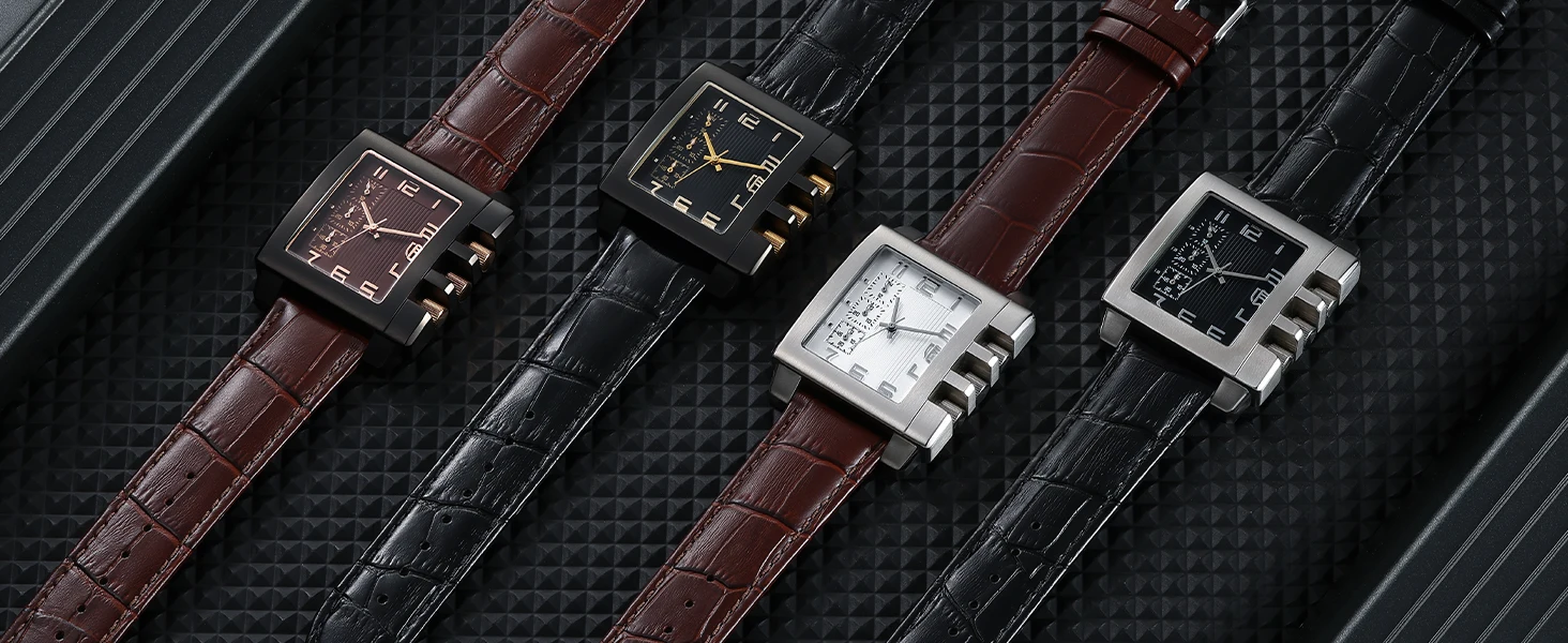 BERNY Chronograph-Uhren für Herren, personalisierbar, rechteckig, neue Herren-Armbanduhr, modisch, Business-Casual, Miyota JS55 Herrenuhr – Detail 1