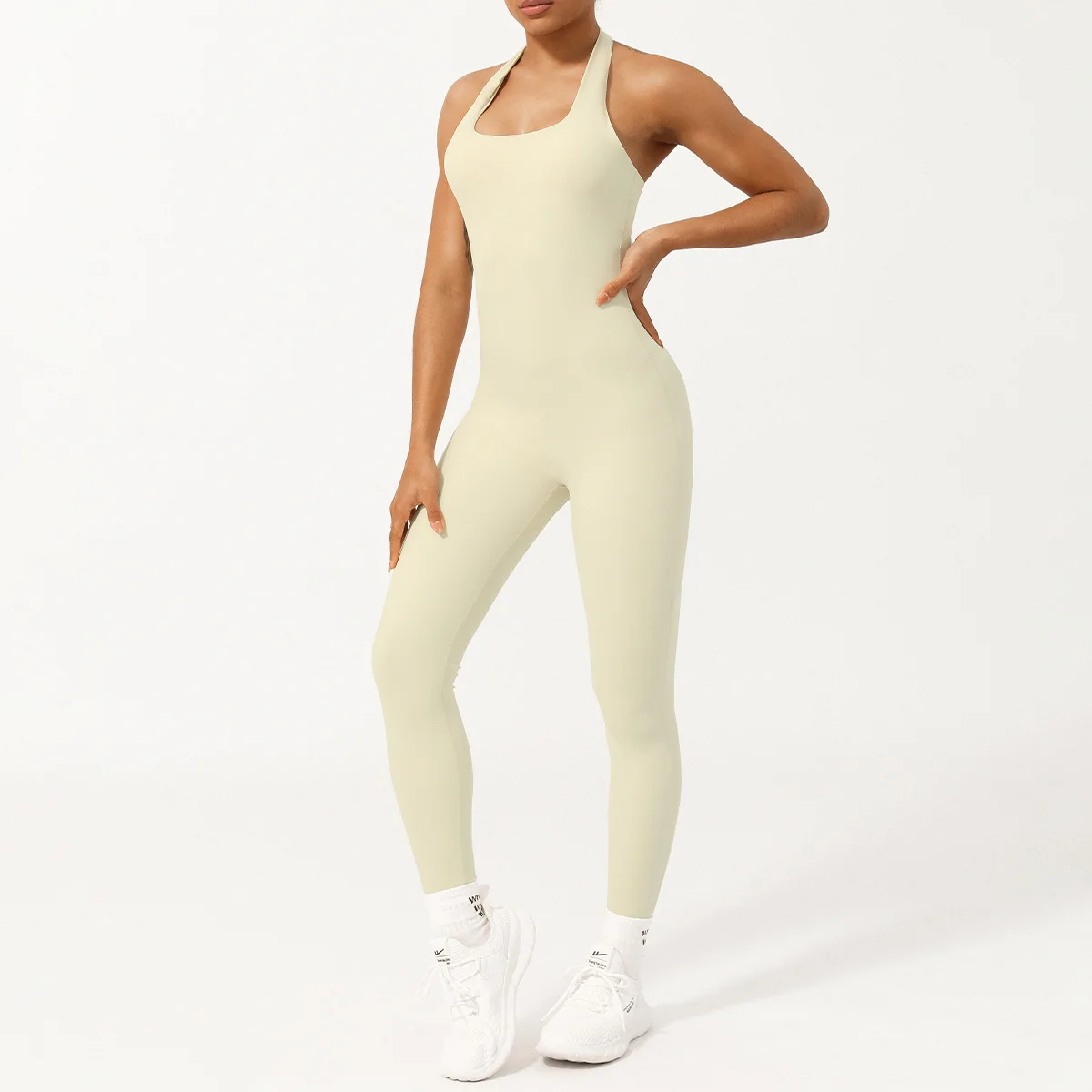 

Women's Rompers Long Sleeve Skinny Bodycon Yoga Jumpsuits Ribbed Sports Fitness Casual Square Neck Playsuits Club Streetwear