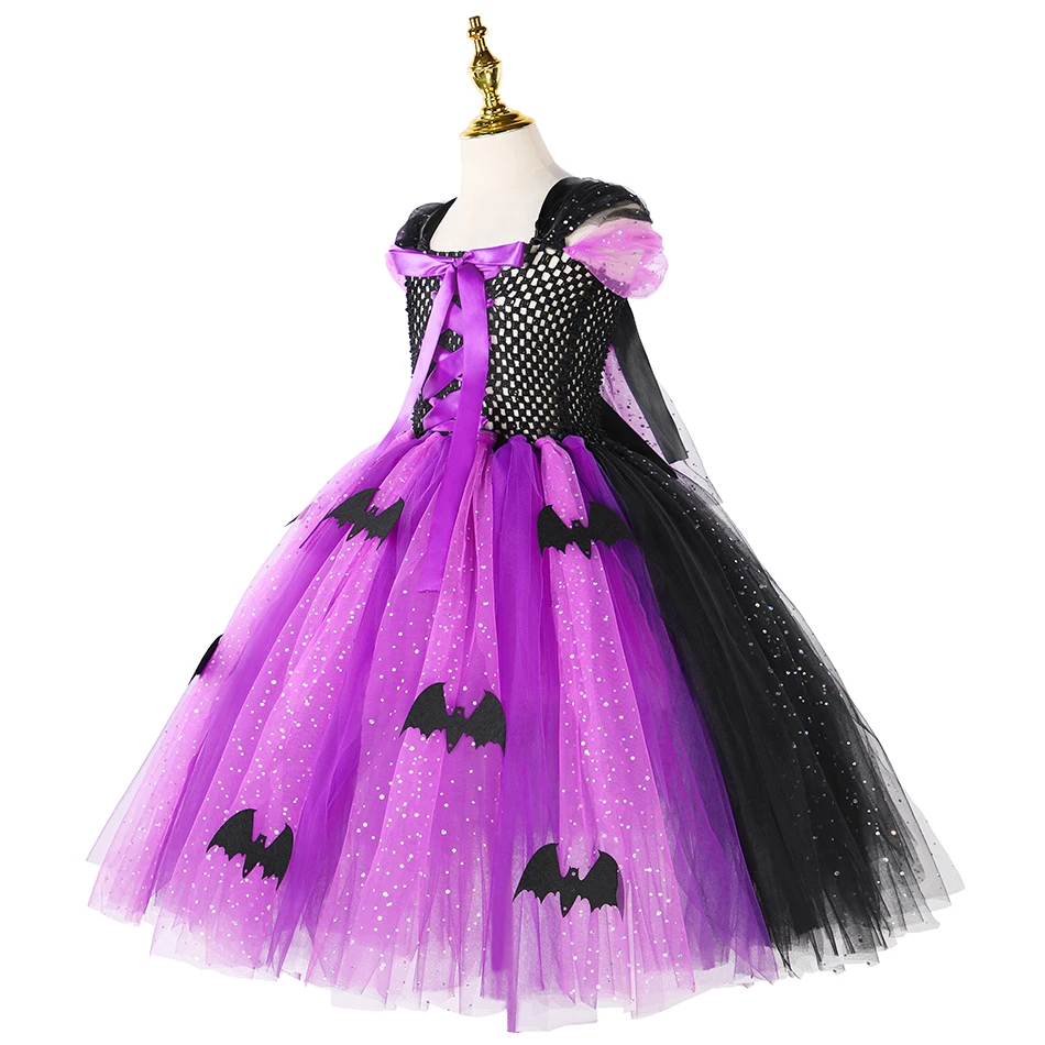 2024 Kids Witch Halloween Cosplay Costume Witch Girls Dress Kids Carnival Vestidos Party  Outfit Children Fancy Costume