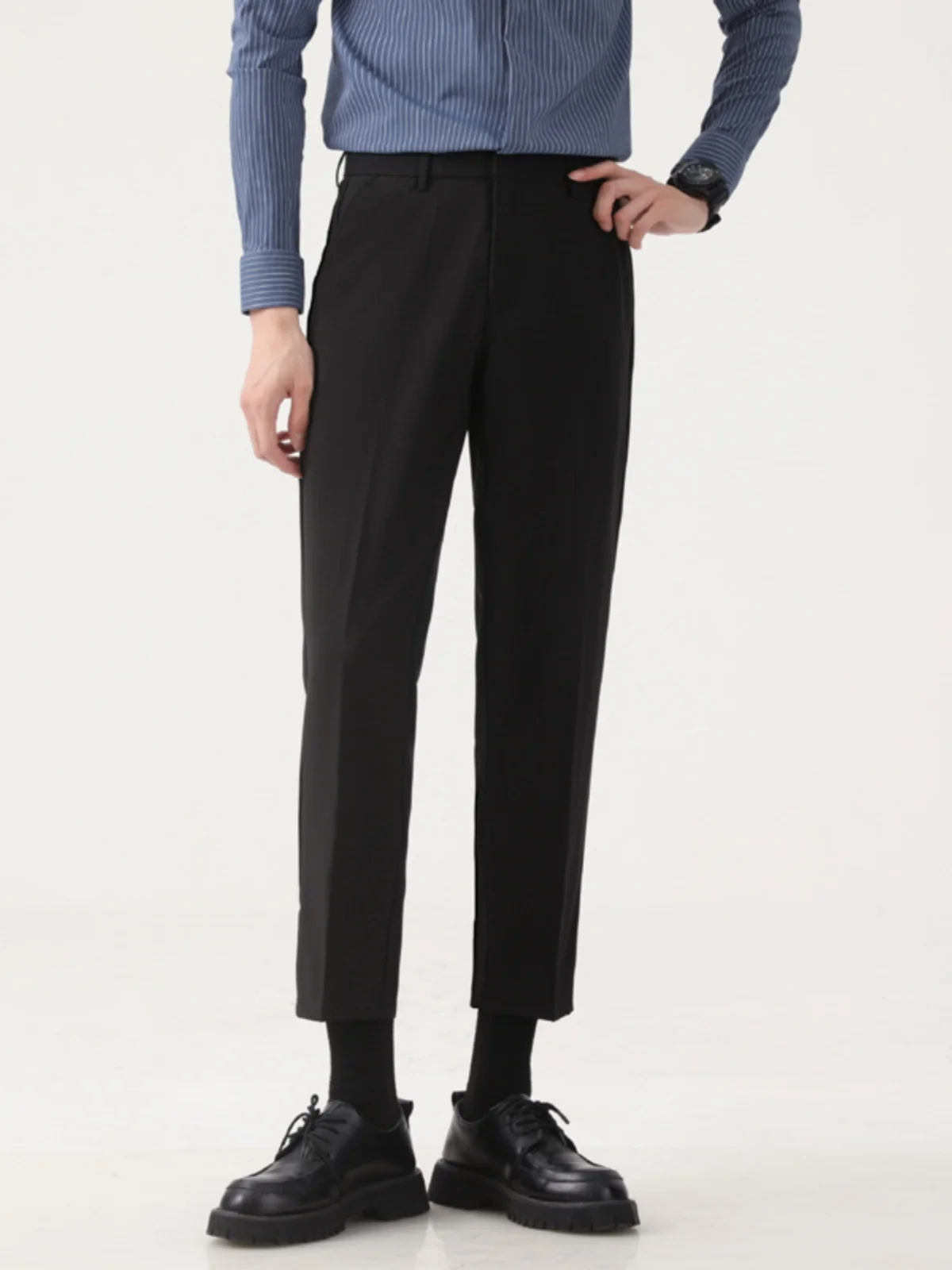 

Slim Fit Korean Style Men's Business Casual Autumn Winter Nine Points Suit Pants Tapered Leggings Youth Fashion Trend