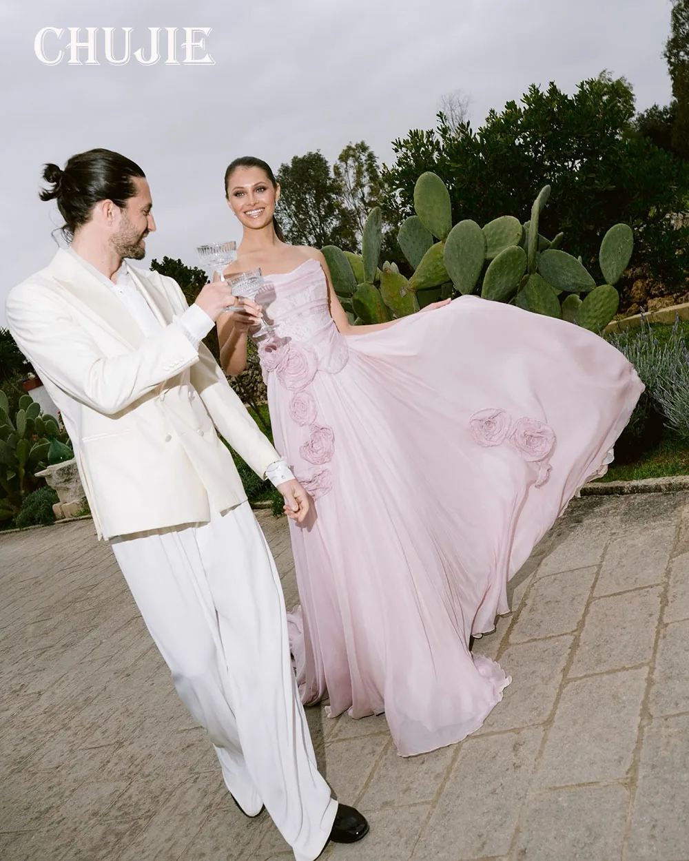 Suknie ślubne z koronką i kwiatami 3D, linia A, plisowane suknie ślubne, bez ramiączek, szyte na miarę suknie ślubne, Vestido de novia, suknia wieczorowa na studniówkę