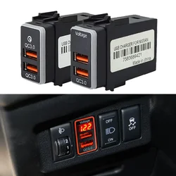 Car Quick Charger QC3.0 Dual USB Interface Socket LED Voltage Display For Nissan Qashqai Teana Sunny Y61 Y62 X-Trail Sylphy