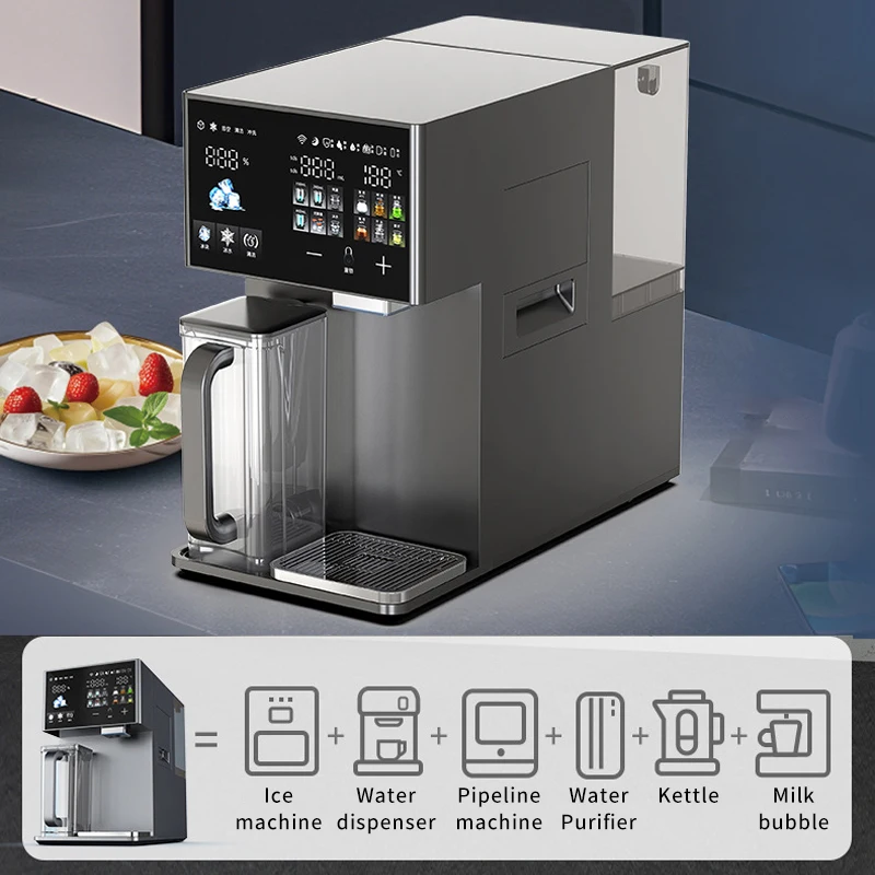 Customizable Countertop Ice Maker with Water Purifier Filter Installation-Free Hot & Cold Dual-Purpose Water Purifier