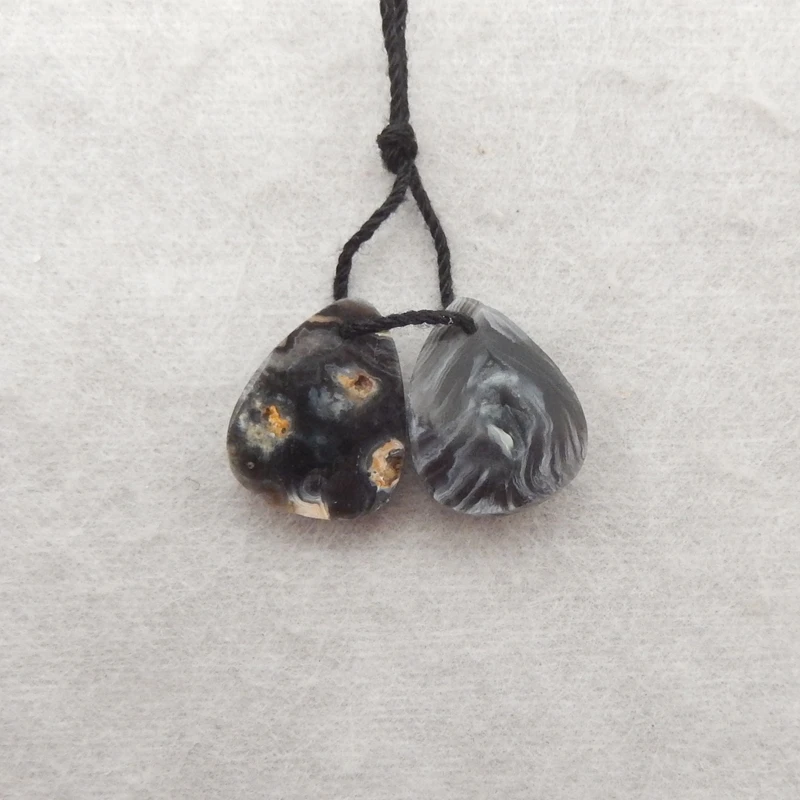 B & F-천연 브라질 마노 크리스탈 귀걸이 비즈, 수제 광택 천연석, 보석 제작 용품, 16x12x5mm, 2.4g