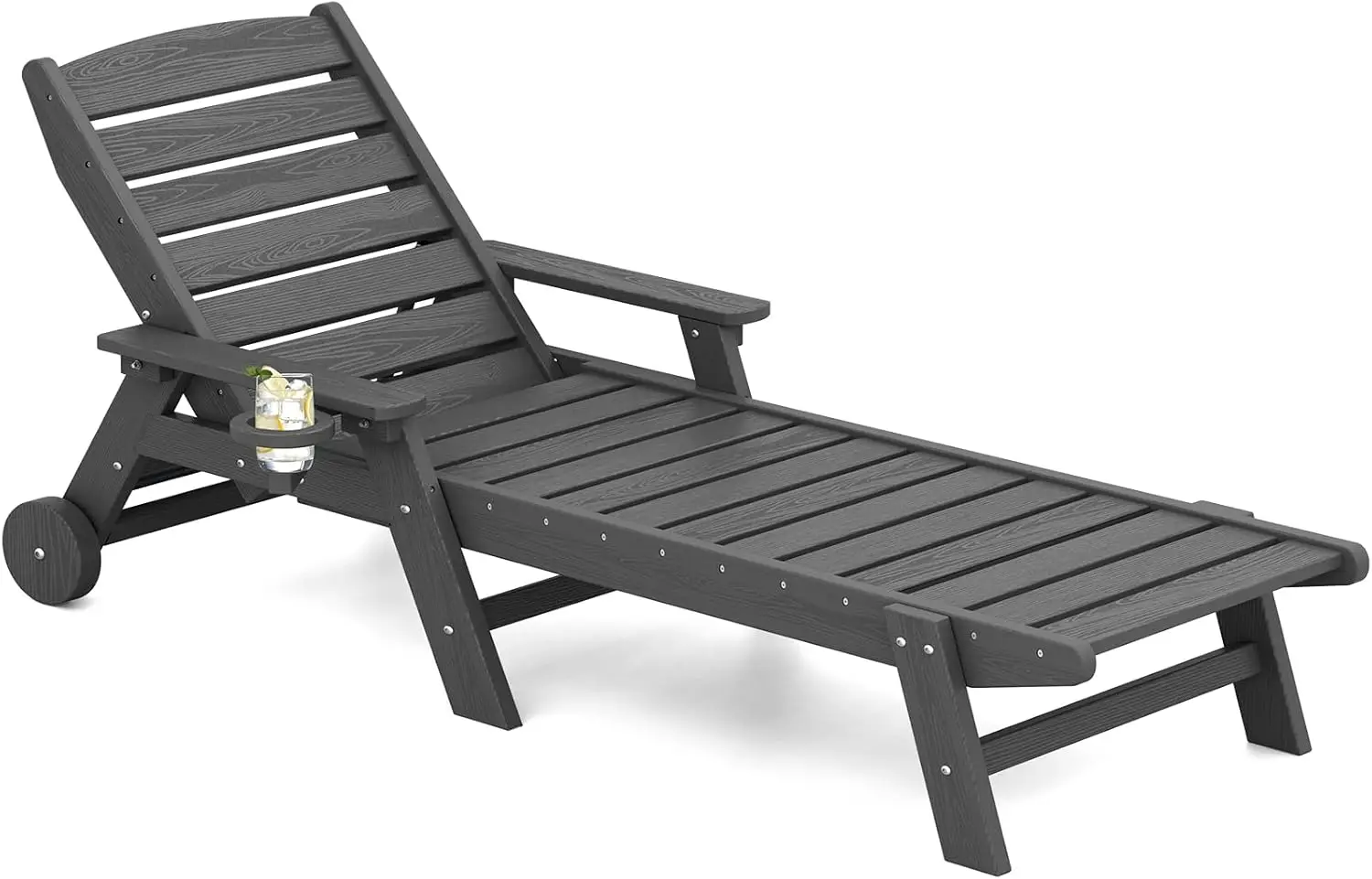 

5-позиционное регулируемое кресло для отдыха на открытом воздухе из полиэстера для бассейна, кресло для отдыха из полиэтилена с вращающимися колесами и подстаканником для бассейна