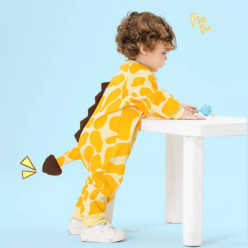 Lovely Giraffe New Baby Clothes Rompers Boys Girls Bodysuit Long Sleeved Cotton Kawaii Tail Animal Jumpsuits 0-3 Years Outfit