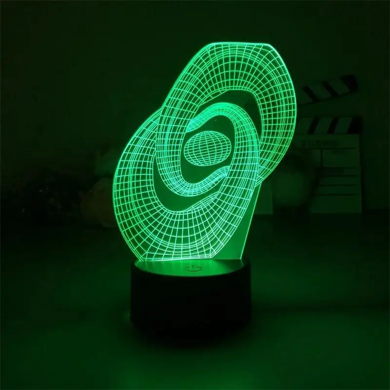 Abstract 3D Lamp Nightlight Table Light Color Changeable Projector Table Bedside Light with Touch Remote Control Home Decoration