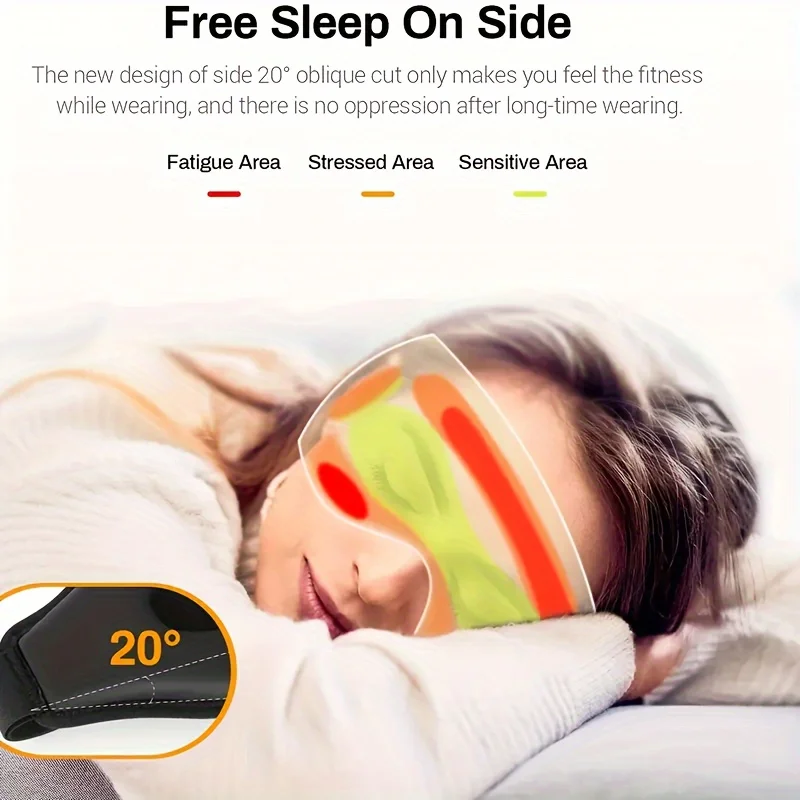 3D Contour Sleep Eye Mask, Lightweight Comfortable Great Deep Sleep Relaxation Adjustable Soft Eye Mask Travel Daily Use