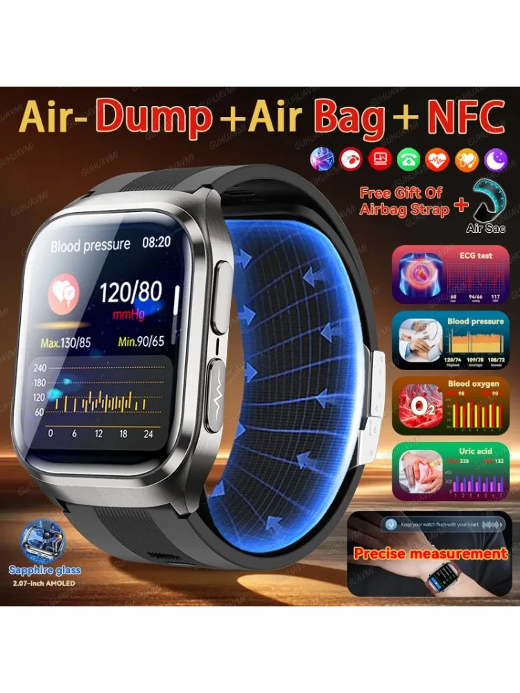 2026 Neues Upgrade AI-Diagnose Airbag Präziser Blutdruck Gesundheits-Smartwatch Harnsäure EKG Blutfette Smartwatch für Männer und Frauen