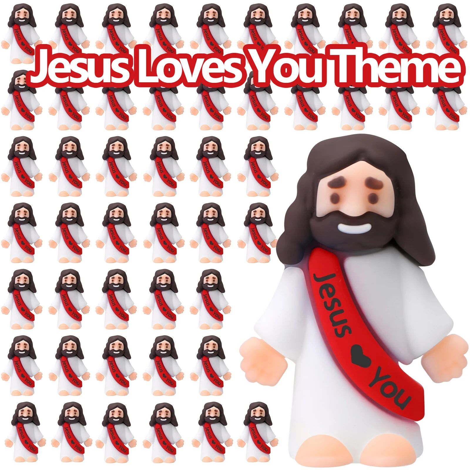 

Mini Red Jesus Figures- Easter Religious Toys for Hide & Seek, Sunday School, Baptism Gifts, Easter Egg Filling , Party Favors