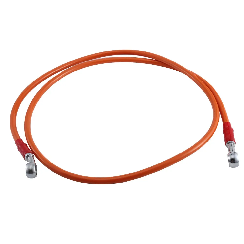 Motorcycle brake clutch oil pipe braided steel pipe cable 130cm single-sided connector 28 ° orange motorcycle accessory