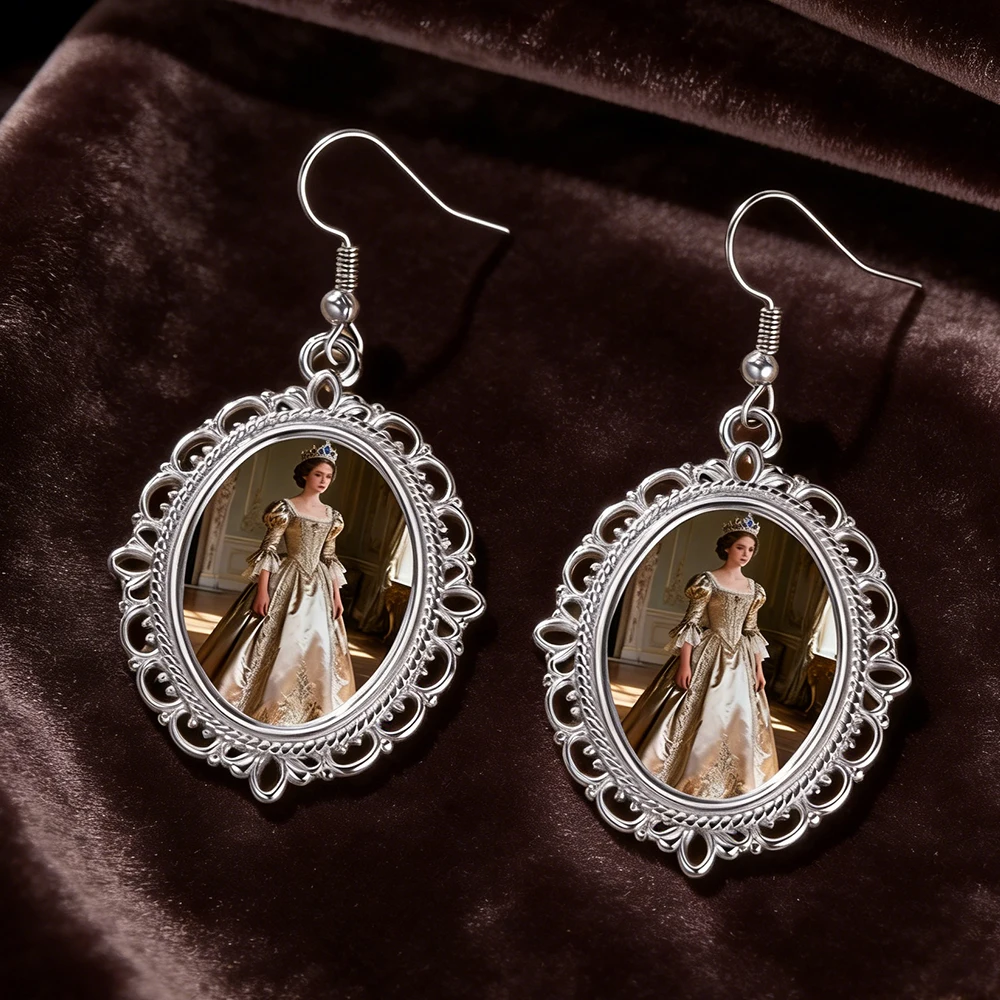

Серьги с индивидуальным фото для женщин, европейские ретро-роскошные персонализированные серьги с изображением, ювелирные изделия из нержавеющей стали для жены, девушки