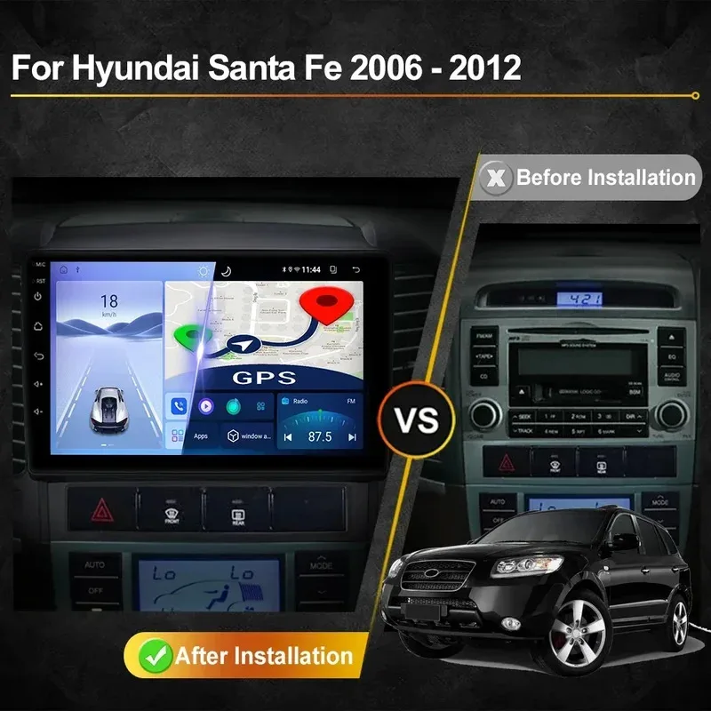 For Hyundai Santa Fe 2 2006 - 2012 Car Radio Android Automotive Multimidia Player GPS Navigation Carplay Touch Screen Auto Stero