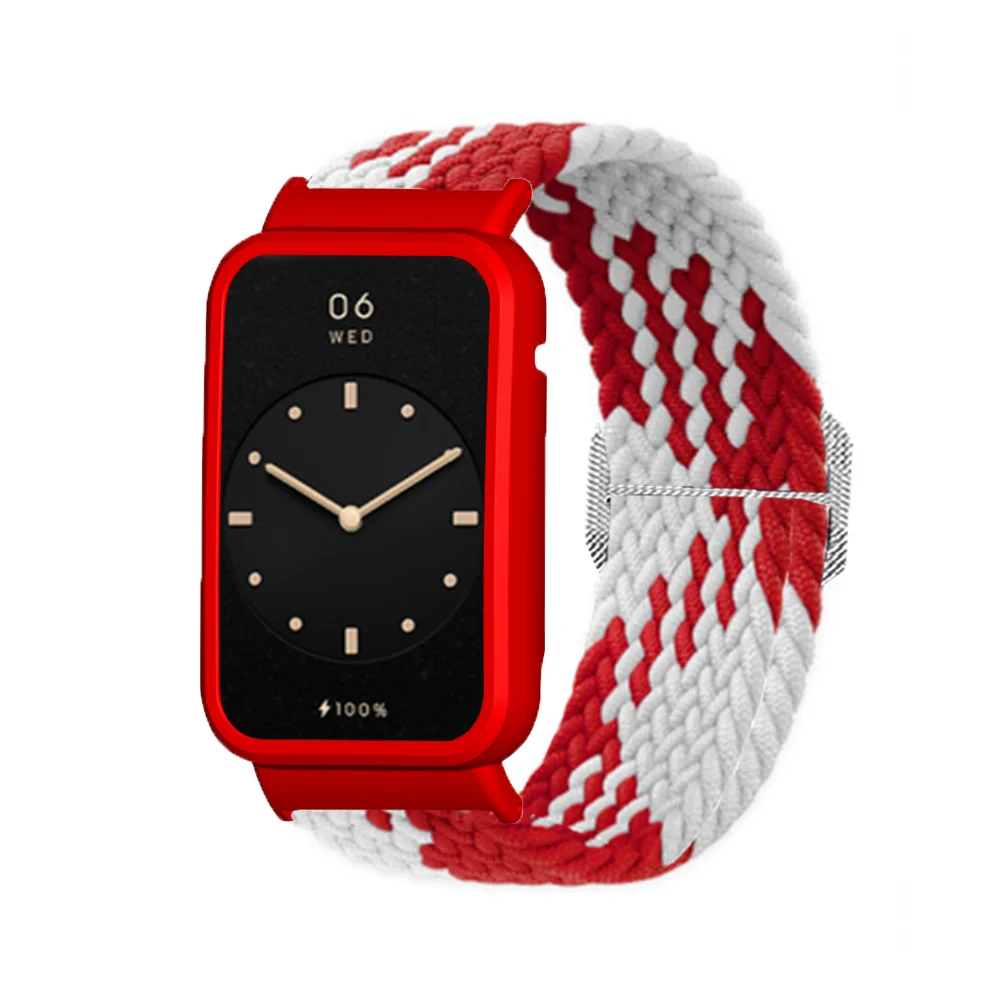 حزام ساعة + حافظة ساعة لشاومي باند 7 برو نايلون حلقة كوريا سوار شاومي باند 7pro حزام 45 مللي متر ساعة اكسسوارات واقية