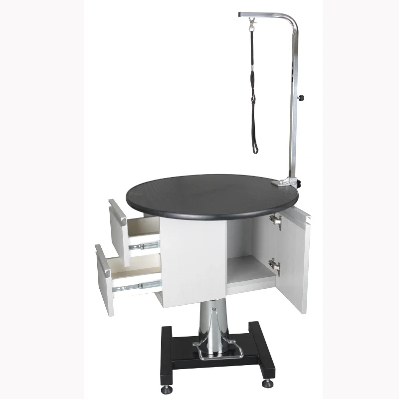 

Veterinary round hydraulic table with cabinet professional height adjustable pet dog grooming