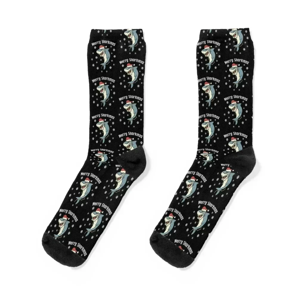 

Merry Sharkmas Santa Shark Funny Christmas Shark with Lights and Hat Socks soccer anti-slip winter snow Socks Men Women's